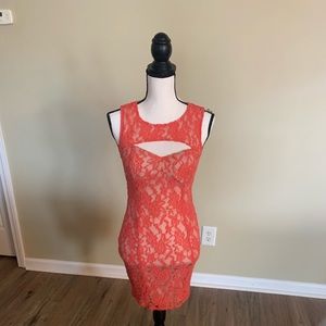 Coral lace dress size Small